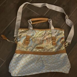 Chic Blue and Tan Crossbody Bag